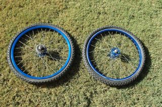  Araya Blue Anodized BMX WheelSet Wheels Rims Suzue Hubs Nice Used