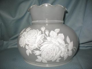 Vintage Frosted & Stenciled Glass Lamp Shade Parlor Hurricane Student