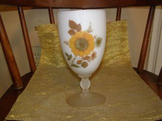 White Glass Vase with a gold rim flowers Either Sunflowers or daisies