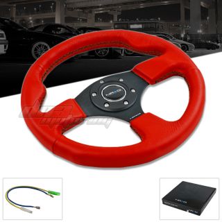 NRG 320mm Race Series Racing Sport Red Leather Steering Wheel w Black