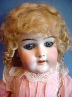 Vintage doll 1900s likely Swedish, bisque, teeth, porcelain, leather