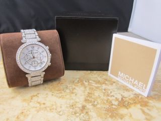 Michael Kors Womens Parker Silver Super Glitz Chrono Watch MK5572