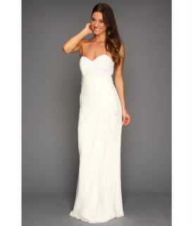 Badgley Mischka Strapless Sequin Combo Gown Womens Dress (White)