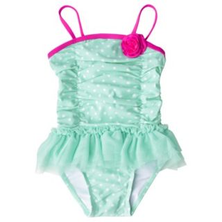 Circo Infant Toddler Girls 1 Piece Tutu Swimsuit   Green 9 M