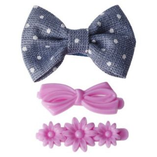 Cherokee Infant Toddler Girls 3 Pack Bow Clips/Barrettes