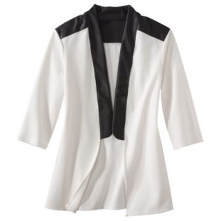 labworks Womens Plus Size Faux Leather Trim Tuxedo Jacket   White XLP
