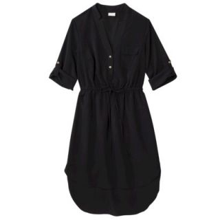 Merona Womens Drawstring Shirt Dress   Black   S