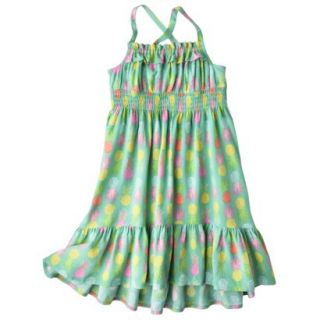 Cherokee Infant Toddler Girls High Low Pineapple Maxi Dress   Nettle Green 2T