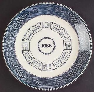 Royal (USA) Currier & Ives Blue 1986 Calendar Plate, Fine China Dinnerware   B