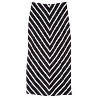 Mossimo Womens Knit Midi Skirt   Black/White Stripe XS