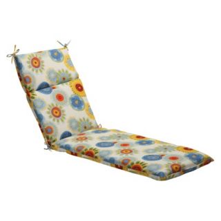 Outdoor Chaise Lounge Cushion   Blue/White/Yellow Floral