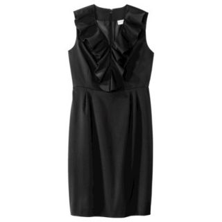 Merona Womens Twill Ruffle Neck Dress   Black   14