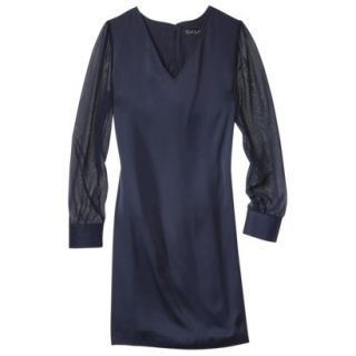 TEVOLIO Womens Shift Dress w/Sheer Sleeve   Xavier Navy   8