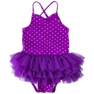 Circo Infant Toddler Girls Heart Tutu 1 Piece Swimsuit   Plum 12 M