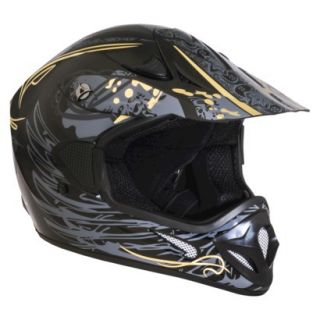 Off Road Black and Gold Helmet   Medium
