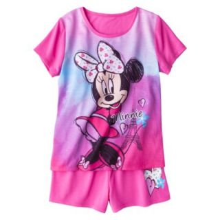 Disney Minnie Mouse Girls 2 Piece Pajama Set   Pink L