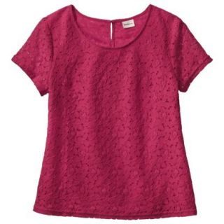 Merona Womens Lace Short Sleeve Top   Established Red   XL