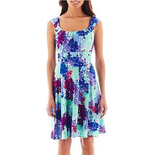 LONDON TIMES London Style Collection Sleeveless Floral Fit and Flare Dress  