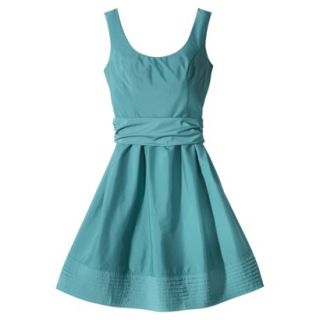 TEVOLIO Womens Taffeta Scoop Neck Dress with Removable Sash   Blue Ocean   2