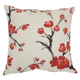Flowering Branch Toss Pillow   Beige/Red (18x18)