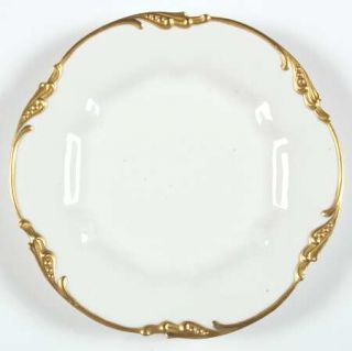 Jean Pouyat Poy40 Salad Plate, Fine China Dinnerware   White, Embossed Scrolls,