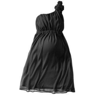 Merona Maternity One Shoulder Rosette Dress   Black L