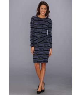 Ivy & Blu Maggy Boutique L/S Textured Knit Rouched Dress Womens Dress (Blue)