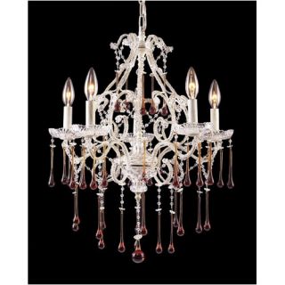 Elk Lighting Opulence  Candle Chandelier in Antique White and Amber Crystal 4