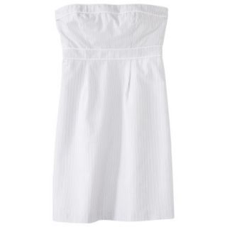Merona Womens Seersucker Strapless Dress   Grey/White   6