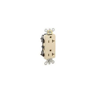 Leviton 16352I Electrical Outlet, Decora Plus Duplex Receptacle 20A, Commercial Grade Ivory