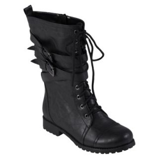 Womens Journee Collection Wrap Buckle Detail Combat Boots   Black 8
