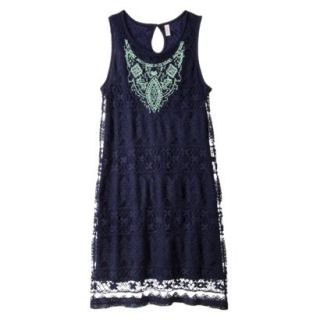 Xhilaration Juniors Embroidered Lace Shift Dress   Deep Blue Sea XS(1)