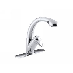Kohler K 6350 CP Avatar Single Handle Pull Out Spray Kitchen Sink Faucet with Ma