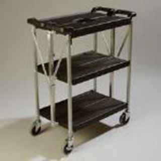 Carlisle Fold N Go Cart, Three Shelves, Small, Black