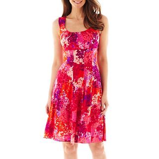 LONDON TIMES London Style Collection Sleeveless Floral Fit and Flare Dress, Pink