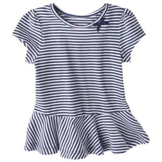 Circo Infant Toddler Girls Striped Short Sleeve Peplum T Shirt   Navy 18 M