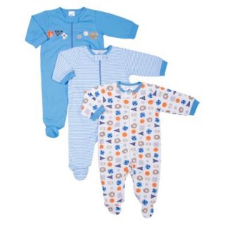 Gerber Onesies Newborn Boys 3 Pack Zip Front Sports Sleep N Play 0 3 M