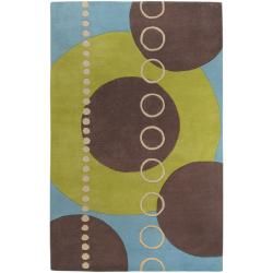 Hand tufted Contemporary Multi Colored Geometric Circles Mayflower Wool Abstract Rug (4 X 6)