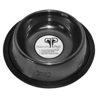 Platinum Pets Stainless Steel Embossed Non Tip Cat Bowl   Black Chrome (1 Cup)