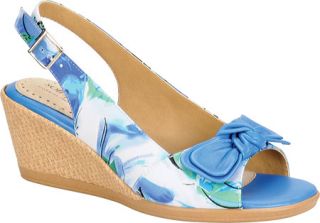 Womens Softspots Lebeau   Blue/Green Floral Print Fabric Ornamented Shoes