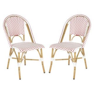 Toulouse 2 Piece Wicker Patio Side Chair Set   Red/White
