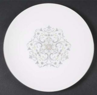 Royal Worcester Bridal Lace Luncheon Plate, Fine China Dinnerware   Gray Scrolls