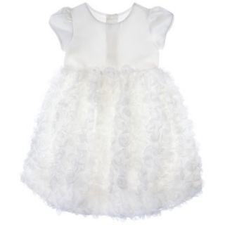 Rosenau Infant Toddler Girls Rosette Capsleeve Dress   White 5T