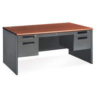 Ofm Executive Series Doulbe Pedestal Panel End Desk (Cherry/greyMaterials Wood, laminate, steelFinish Heavy duty steelDimensions 29 inches high x 60 inches wide x 29 inches longNumber of drawers/compartments Five (5)Model 77360 CHYAssembly required.P