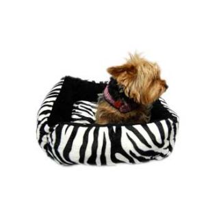 Ultra Plush Black Zebra Dog Bed, 16 L X 16 W X 5.5 H