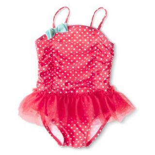 Circo Infant Toddler Girls 1 Piece Tutu Swimsuit   Coral 2T