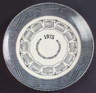 Royal (USA) Currier & Ives Blue 1975 Calendar Plate, Fine China Dinnerware   B