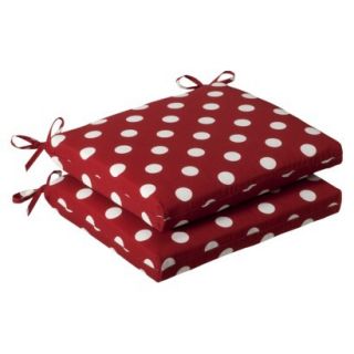 Outdoor 2 Piece Chair Cushion Set   Red/White Polka Dot