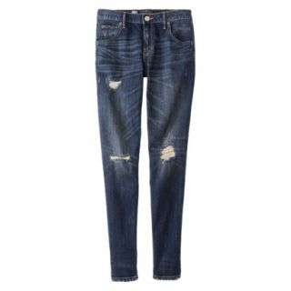 Mossimo Womens Destructed Skinny Boyfriend Denim   Dark Blue 2
