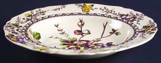 Alfred Meakin Medway Decor Dark Brown/Multicolor Large Rim Soup Bowl, Fine China